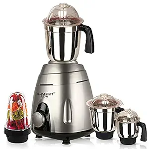 Sunmeet VGSEP21 750Watts Mixer Juicer Grinder with 4 Jars (1 Large Bullets Jar, 1 Liquid Blending Jar, 1 Dry Grinding Jar and 1 Chutney Jar) - Silver