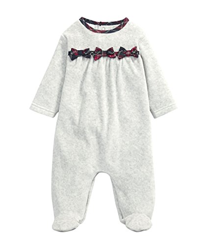 Mamas and Papas Baby-Girls Velour AIO Footies, Grey, 9-12 Months