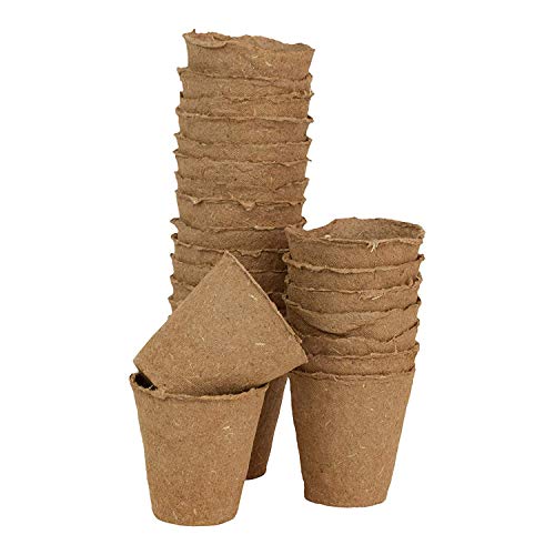 WARKHOME Set di 48 Vasetti da Semina Biodegradabili in Torba (Fibre, Senza Torba, Rotondo, 8 cm)