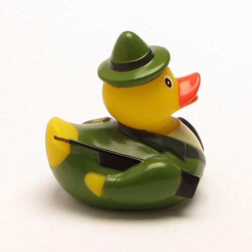 Lustige Badeente Jäger – Quietscheentchen mit Gewehr, Feldstecher und Jagdhorn – Geschenk für jeden Jäger – Jagd - 3
