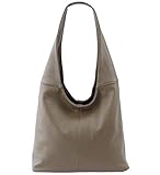 100% Leder Freyday Original Ledertasche Beutel Schultertasche Beuteltasche 100% Echtleder aus Italien (Taupe)