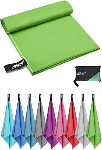 ActiDry Microfibre Towel - light and absorbent - 9 colours S M L XL sizes - great for beach, sports and outdoor activity - M (70 x 140 cm) 1 piece - green
