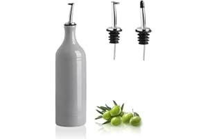 Sweejar Home Grand flacon distributeur d'huile d'olive en céramique opaque protège l'huile pour réduire l'oxydation, convient pour le stockage d'huile, vinaigre, et autres liquides, 680 ml (Gris)