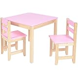 ts ideen Ensemble pour enfants table et 2 chaises bois Violet clair
