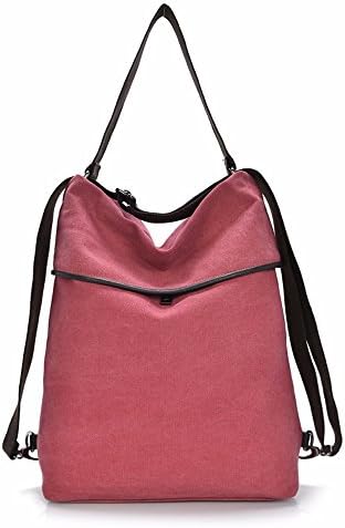 DIUDIU 2018 new tide retro dual-use single shoulder bag female canvas backpack simple casual ladies bag,pink
