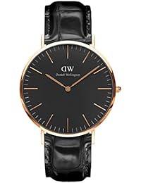 Daniel Wellington DW00100129 - Relojes en acero inoxidable con correa de piel, Unisex, color negro