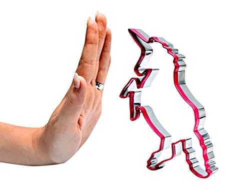 XXL großer Einhorn Plätzchen Ausstecher 16 cm Höhe Magic Punky Funky Unicorn Pink / rosa umrandet Ausdrückhilfe durch weichen Kunststoff / Edelstahl - 3