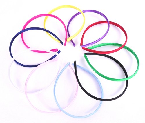 Style Nuvo – 10er Set Satin Haarbänder Einfarbig Verschiedene Farben - 2