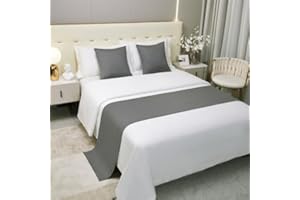 Morbuy Bed Runners and Matching Cushions Set, Scarves Bed Runners Hotel Bed Scarf Bedding Bed Towel Solid Colour Bedspread Protection for Living Room Bedroom Hotel (50x160+50x50cm,Grey)
