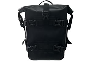 Hapihom Sacoche de moto - Étanche IPX6 - 8 l - Multifonction - Sac d'équitation pour cadre latéral de moto - Sac d'équitation - Sac de pare-chocs de moto - Noir