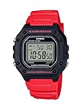 Casio Herren-Armbanduhr, klassisch, Quarz, Edelstahl und Harz, Farbe: Rot (Modell: W-218H-4BVCF)