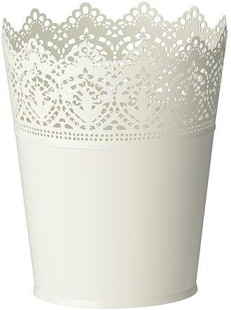 SKURAR Plant pot, off-white, Size 12 cm, Galvanised steel, Steel, Epoxy powder coating