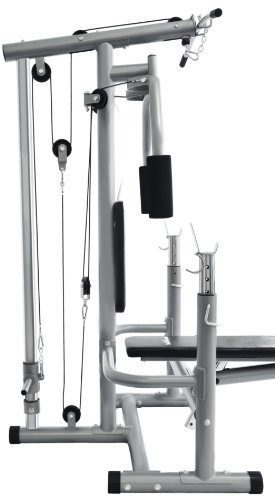 All-In-One Multifunktion Kraftstation / universal Hantelbank silber – Bankdrücken, Bein- Strecker/Beuger, Butterfly, Latzug-Turm BCA-90 - 2
