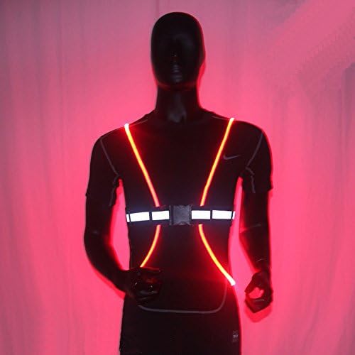High Visibility Reflective Vest Exercise Belt with Luminous LED Fiber Optics for Running, Jogging Cycling, Walking, Dog walking, Motorcycle, and Horse Riding