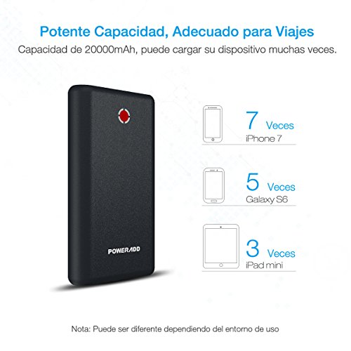  Versi  n Mejorada  Poweradd Pilot X7 20000mAh Cargador M  vil Port  til Bater  a Externa Power Bank para iPhone iPad Cable de Apple no Incluido  Dispositivos de Samsung y M  s Reciente iPhone7 Color-Negro y Rojo