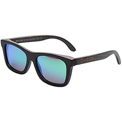 Iwood Unisex Madera Negro Pintura Marco polarizó el verde de la lente gafas de sol de bambú