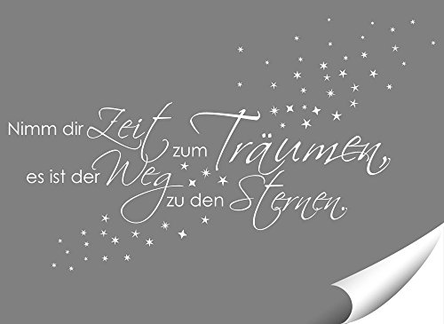 Grandora 1082W Wandtattoo Spruch Nimm die Zeit zum Träumen… Sterne weiß 135 x 41 cm - 2