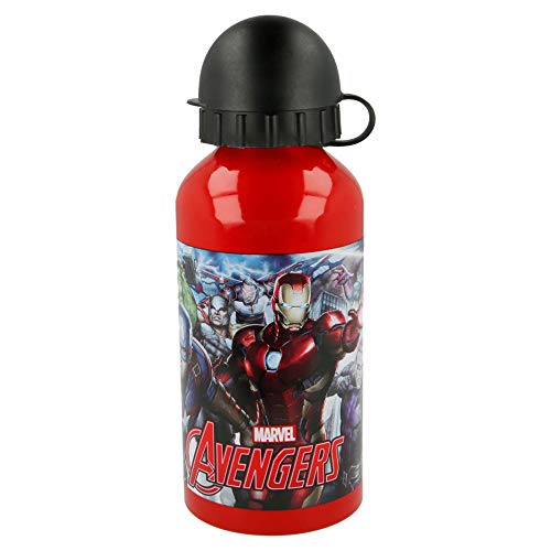 Preisvergleich Produktbild Brigamo Avengers Kinder Trinkflasche, 400ml Wasserflasche, auslaufsicher, aus Aluminium - für Sport, Schule & Kindergarten