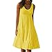 Produktbild Damen Urlaub Freizeit Kleis Sommer Solide Minikleid Damen äRmellose Party Strandkleid Boho Strandkleid Abendkleider (Yellow,S)