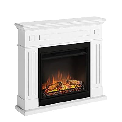 TAGU the missing piece Cheminée électrique Larsen avec 23inch PowerFlame Foyer électrique, 1500 W, Programmable 7 jours, Télécommande (Blanc Absolu)