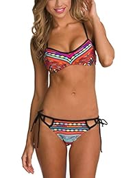 lifetrend Mujer Africana Print Bikini Set Swimwear Push-Up Acolchado Brasier Traje De BañO Beachwear