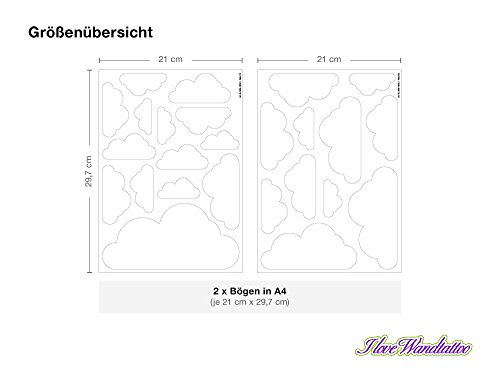 I-love-Wandtattoo WAS-10212 Kinderzimmer Wandtattoo Set „Weiße Wolken“ 25 Stk zum Kleben Wandsticker Wandaufkleber Sticker Wanddeko - 3