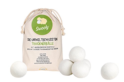 Premium 6er Pack Trockner-Bälle aus neuseeländischer Schafwolle - Hypoallergene Trockner-Kugeln als natürlicher Weichspüler