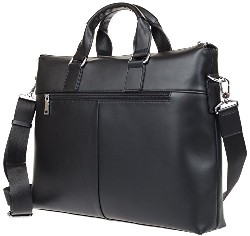 Laptoptasche aus Leder f  r Herren oder Damen - passend f  r 13 14 15 Zoll Laptops MacBooks - 2 Farben  Schwarz