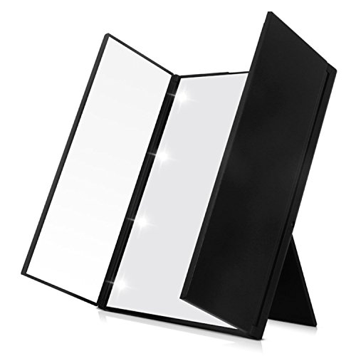 Aodoor Make Up Spiegel, 3 Seitig Faltbare Beleuchtet Schminkspiegel mit 8-LEDs für Make up und Rasur, die Reise oder das Bad (Einschließlich Batterien) - 5