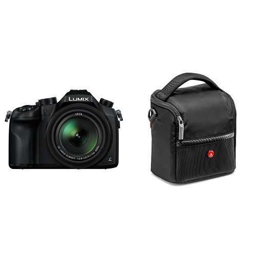 Panasonic DMC-FZ1000EB Lumix Bridge Camera (25-400mm LEICA DC Lens) with Manfrotto Shoulder Bag for Camera