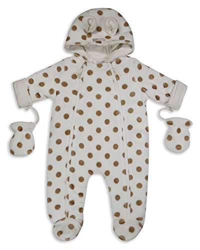 The Essential One - Unisex Spot Fur Baby Pramsuit Snowsuit - Beige White - Newborn - EO222