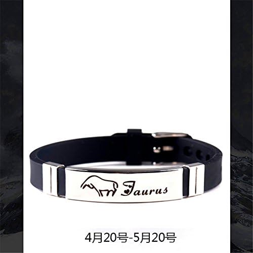 KOMO 12 constellations titanium steel silicone bracelet men's hand ring men's tide, couples hand jewelry gifts, Taurus