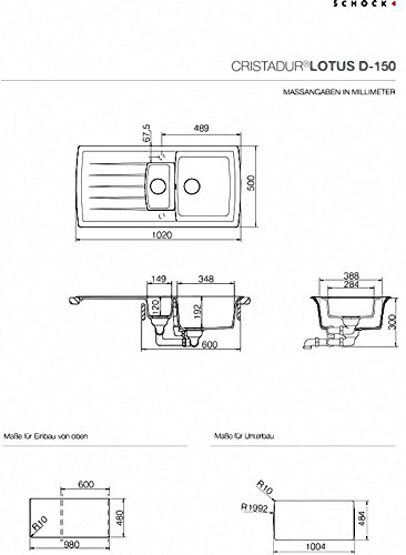 Preisvergleich Produktbild Schock Küchenspüle Lotus D-150, Auflage in Magma