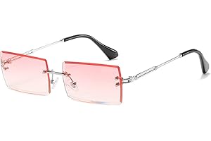 YUELUQU Retro Rahmenlose Sonnenbrille für Damen Herren Mode Retro Rechteck Brille Quadratische durchsichtige Sonnenbrille