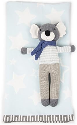 Koala Gift Box Set – Babies Knitted Blanket and Figure – Pet Floppy Animals Cotton Throw, Multi
