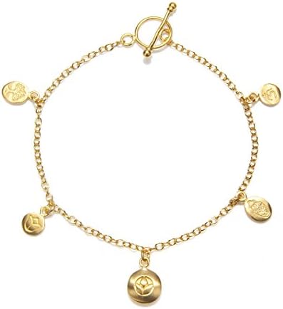 Satya Gold Om, Hamsa, And Lotus Charm Bracelet