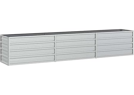 vidaXL Odlingslåda upphöjd galvaniserat stål 240x40x45 cm silver, odlings låda, blomlåda, blom låda, - Amazon Deal & Rabatt