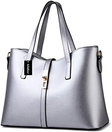 Alidier New Brand and High Quality Fashion Women Top Handle Satchel Handbags Tote Purse Silver