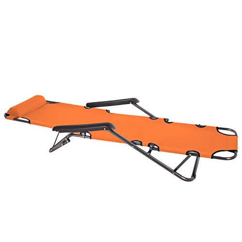 2x Smartfox Sonnenliege Gartenliege Strandliege 3 Sitz-/Liegepositionen ca. 180 cm Orange - 