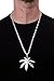 Produktbild DRESS ME UP Halloween Karneval Kette Anhänger Hanf Marihuana Ganja Hippie Hip Hop Rapper Silberfarben CH-005