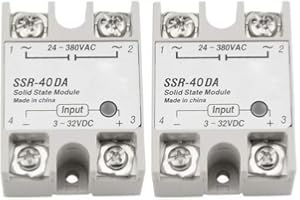 XINGYHENG BGTXINGI 2Pcs SSR-40DA Single-Phase DC Solid State Relay Module Load 24-380VAC Controlled Module Input 3-32V DC for Industrial Automation Process (SSR-40DA)