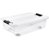 keeeper Konrad Storage Box with Wheels Lid and Sliding Closure 59.5 x 39.5 x 18 cm 28 Litres Transparent