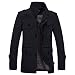Produktbild Amphia Winter Herrenmode Reißverschluss Kragen Jacke Hoodie Trenchcoat Solide Jacke,Warme Jacke Mantel übertragen schlanke Lange Graben Knöpfe ReißVerschluss Mantel (Schwarz,XXXXXXL)