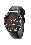 LAiMER Herren-Armbanduhr GABRIELE Mod. 0077 aus Sandelholz - Analoge Quarzuhr mit Edelstahlgehäuse und Lederarmband