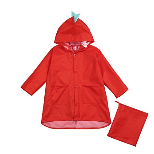 zolimx_bebé Dinosaurio Niñas Niños Windfight Jardín de Infantes Ropa Impermeable + Bolsa (Rojo, 4-5 años)