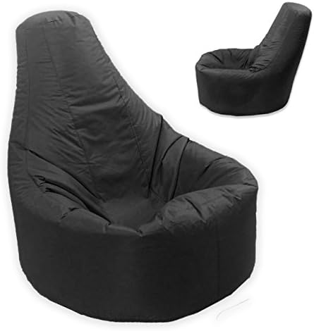 Large Bean Bag Gamer Recliner Outdoor and Indoor Adult Gaming Black - Beanbag Seat Chair (Water and Weather Resistant)