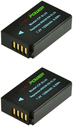 2x ChiliPower EN-EL20, ENEL20 (1200mAh) Battery for Nikon 1 J1, Nikon 1 J2, Nikon 1 J3, Nikon 1 AW1, Nikon 1 S1, Blackmagic Pocket Cinema Camera, Nikon Coolpix A