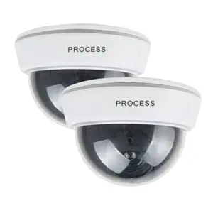 Paybox Indoor Outdoor Fake Dummy Security Camera Simulated CCTV Dome Cameras with Red Led Light Set of 2