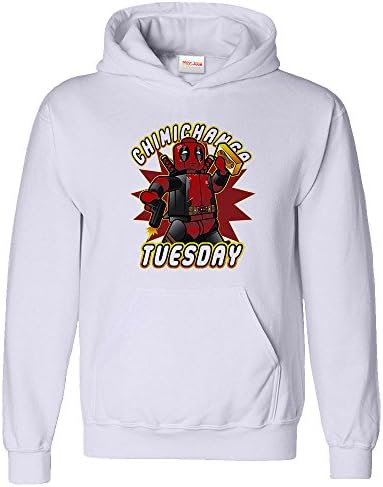 Swift Artwork Inspirted Deadpool Lego Chimichanga Meshup Funny Hoodie, Size:12/13 yrs, Main Colour:White