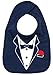 Dirty Fingers, A Tuxedo with Carnation in pocket, Boy Girl Unisex Feeding Bib, Navy